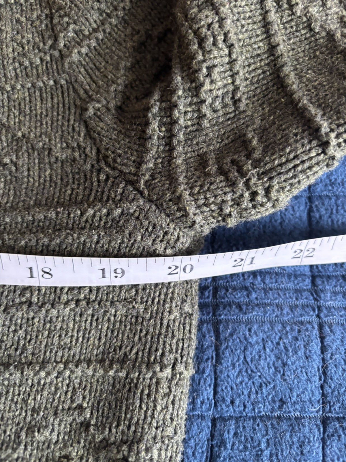 J Crew Sweater Men Small Olive Green Combination Guernsey Stitch Knit Sweatshirt
