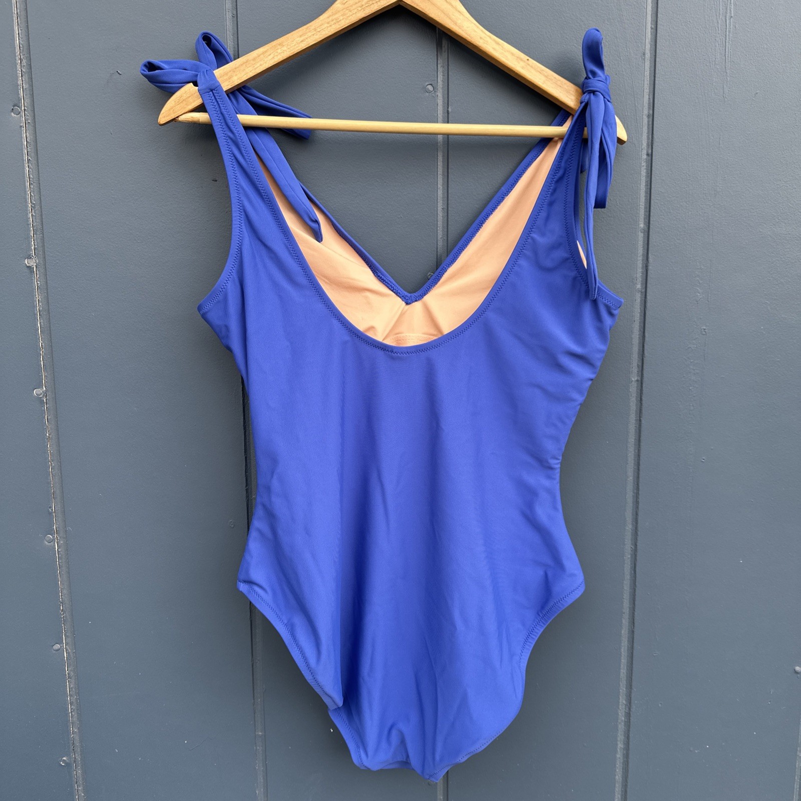 J.Crew Brilliant Blue Dual Tie-Shoulder One Piece Bathing Swimsuit Large L SP24