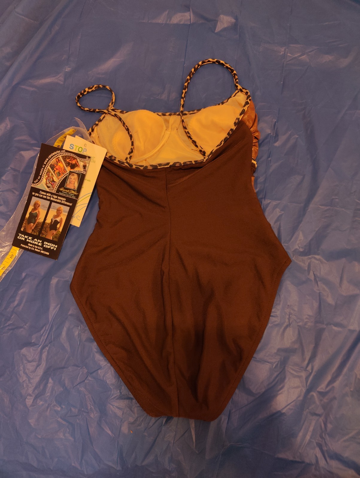 NWT Carol Wior Swimsuit One Piece Slimming Brown Animal Print Built In Bra Sz 8