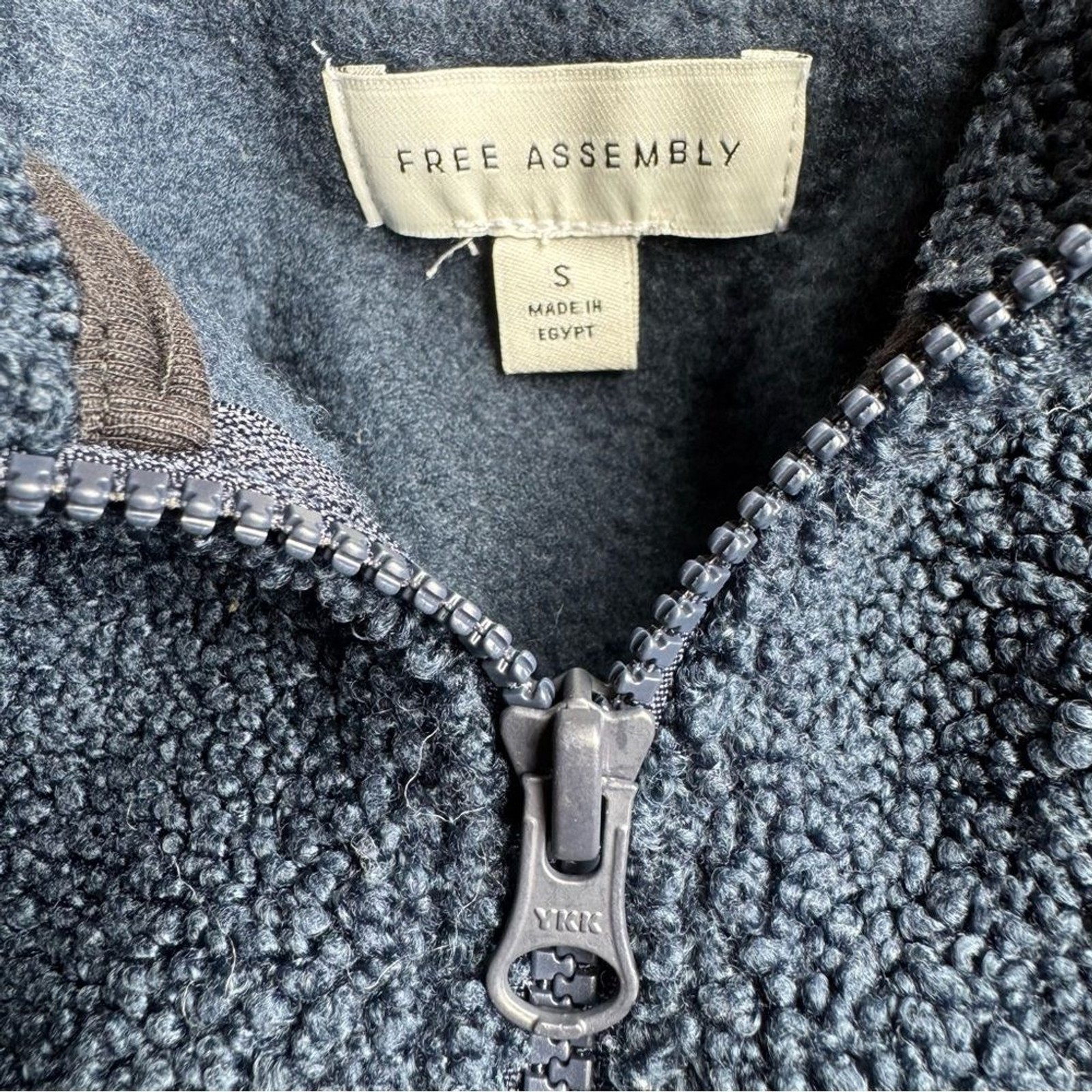 Free Assembly Sherpa Fleece Quarter Zip pullover Navy teddy -woman’s small