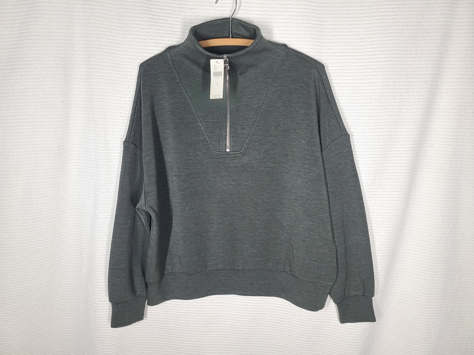 NWT Varley Hawley Half Zip Sweat Double Soft Sweatshirt Gray Small MSRP $148