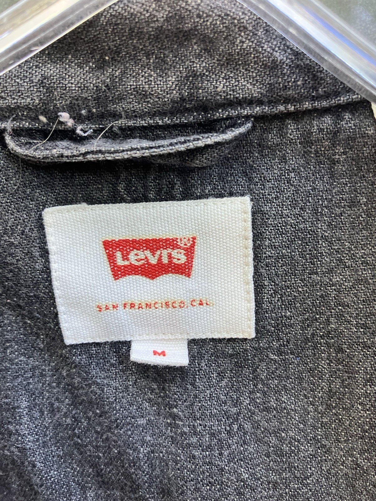 Levis Men Western style Snap Front Denim Shirt Blackish Gray MEDIUM