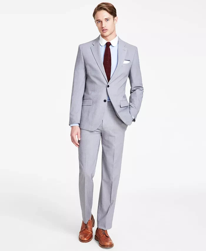 $395 NEW NAUTICA Mens 44R Light Gray Stretch 2 Piece Suit With Dress Pants 38×31