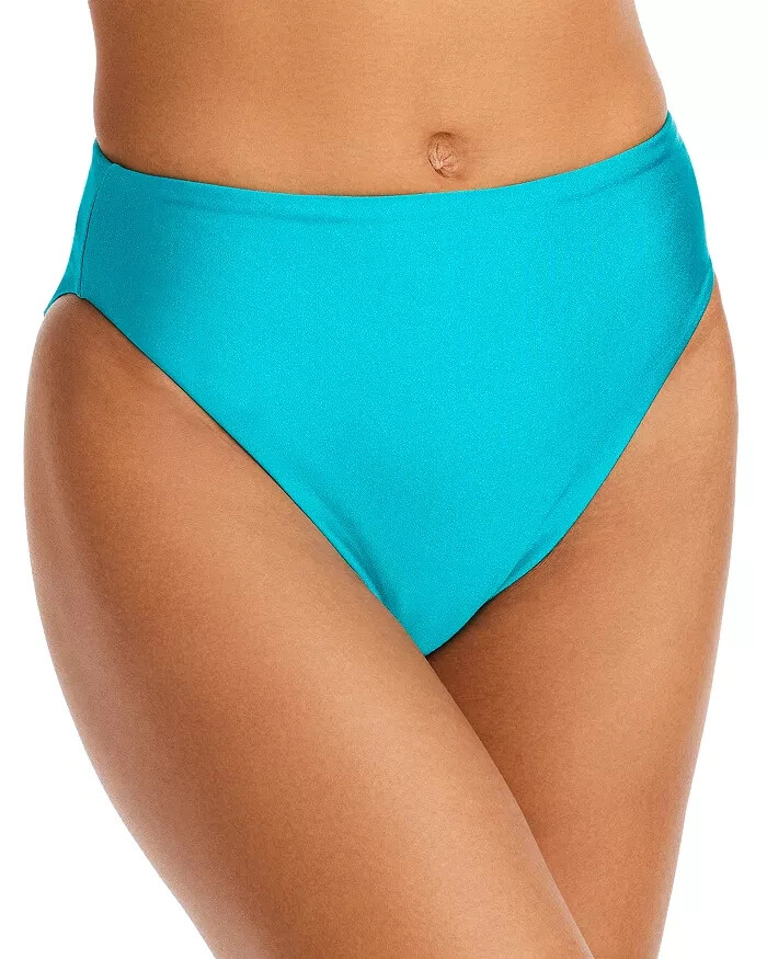 Jade Swim L69827 Womens Aqua Sheen Incline High Waist Bikini Bottoms Size Medium