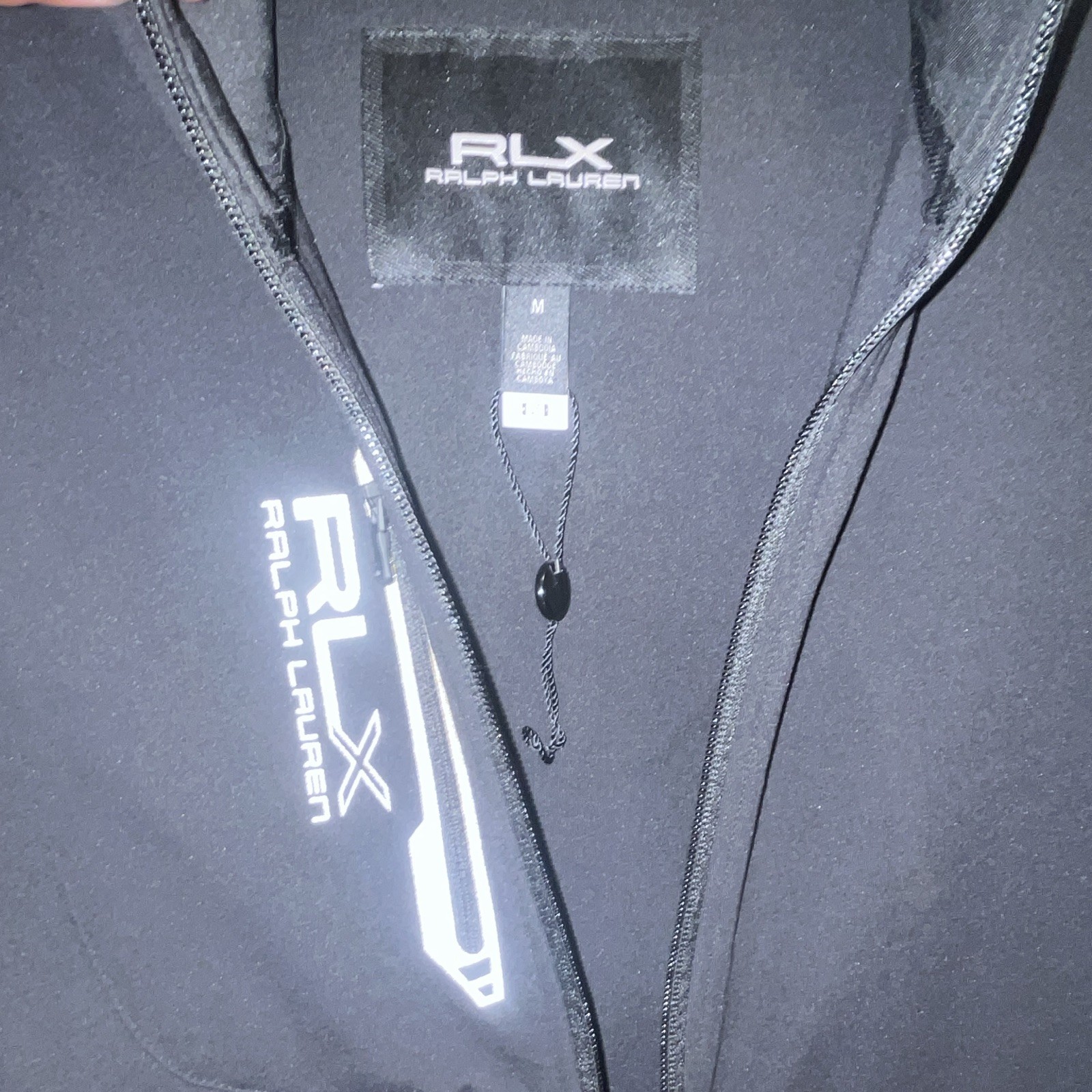 RLX Ralph Lauren Men’s Black Full Zip Stand-Up Collar Jacket Logo M