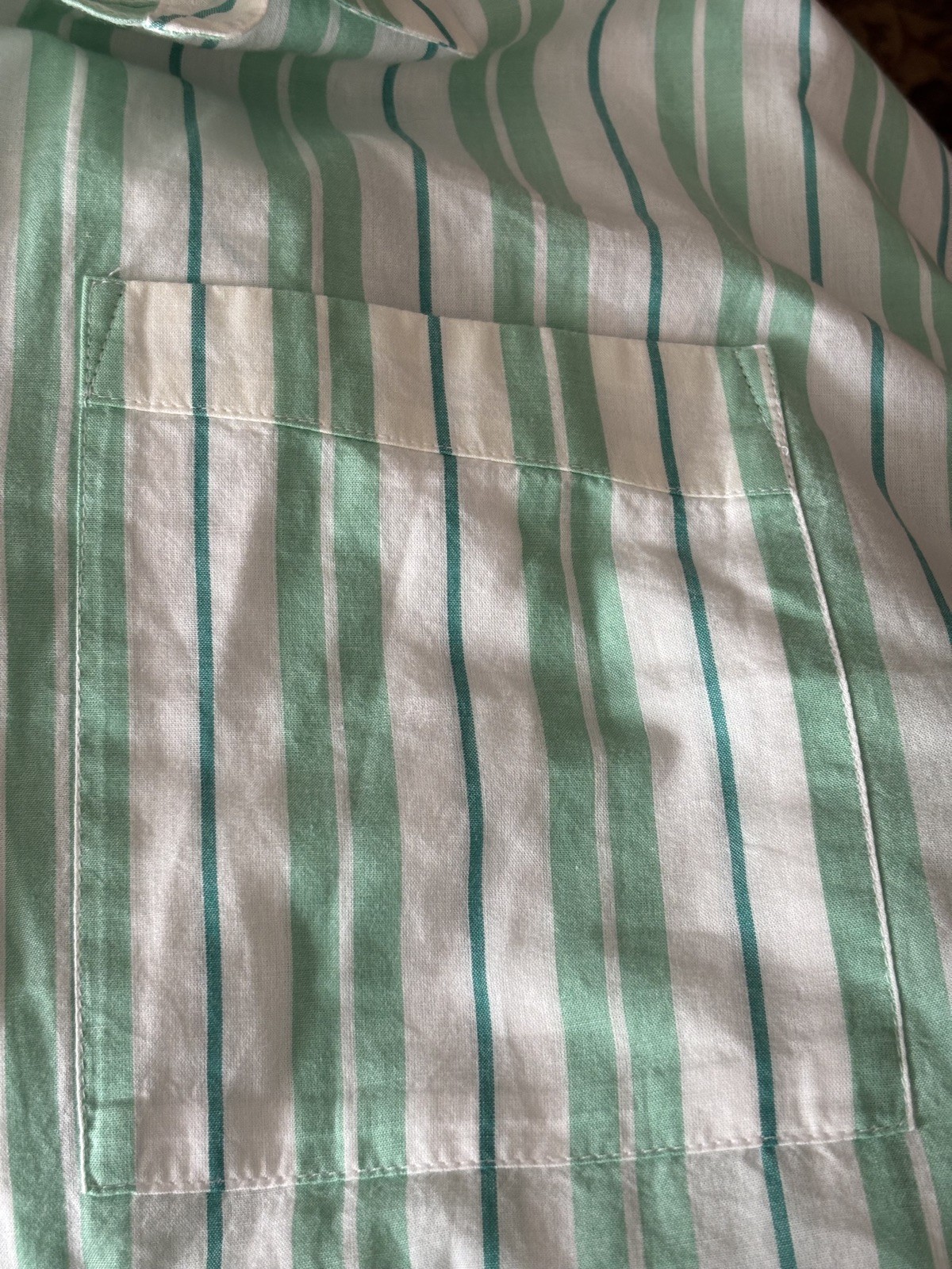 NEXT XL Green and White Striped Shirt Blouse Top 100% Cotton