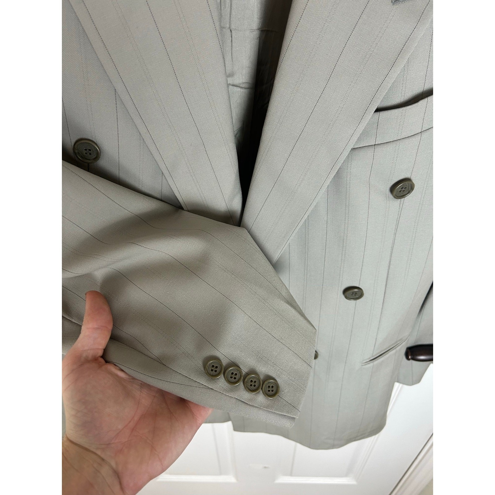 Toscanini Collezione Oro Double-Breasted Pinstripe Blazer Made Italy 52IT 42US