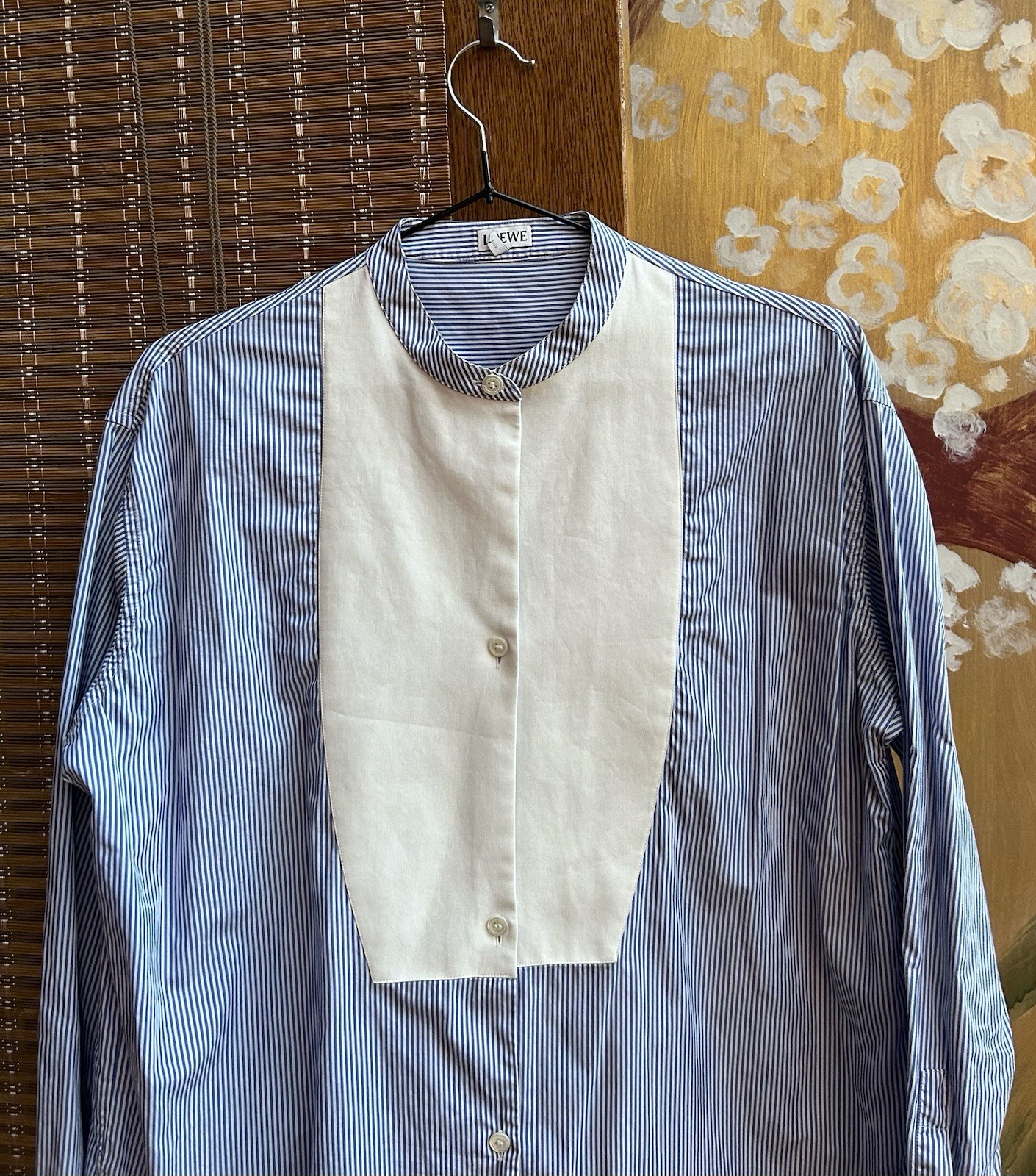 Loewe Asymmetrical Two Tone Striped Tuxedo Button-Up Shirt Size 34