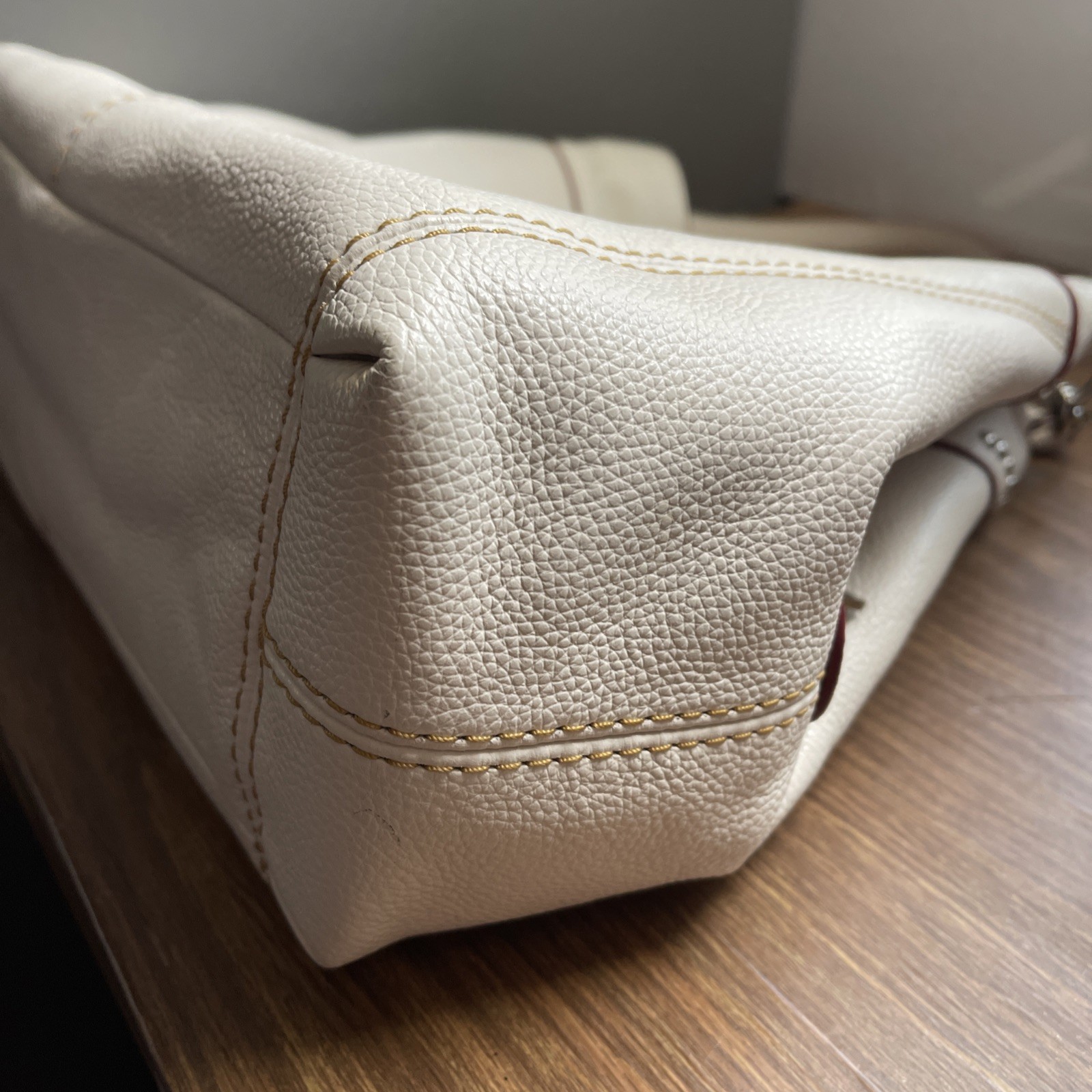 Coach Lexy Chalk White Rivet Detail Triple Compartment Shoulder Bag