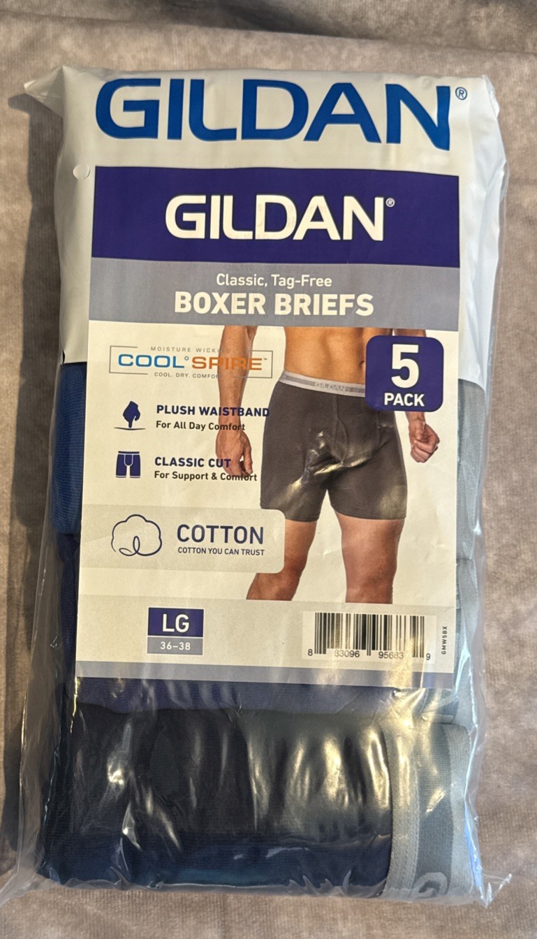 Gildan Mens Boxer Briefs 5 Pack Multi Colored NEW Size Large