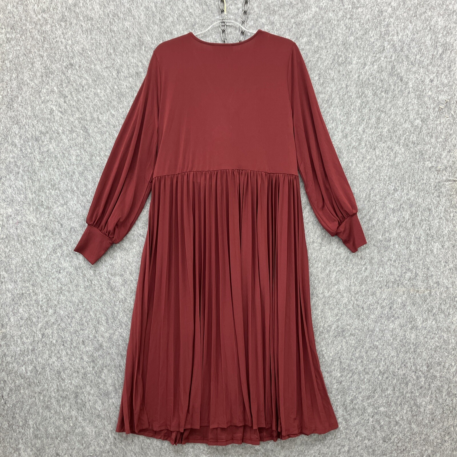 Eloquii Knot Front Pleated Midi Dress Womens 16 Burgundy Party Cruise NEW