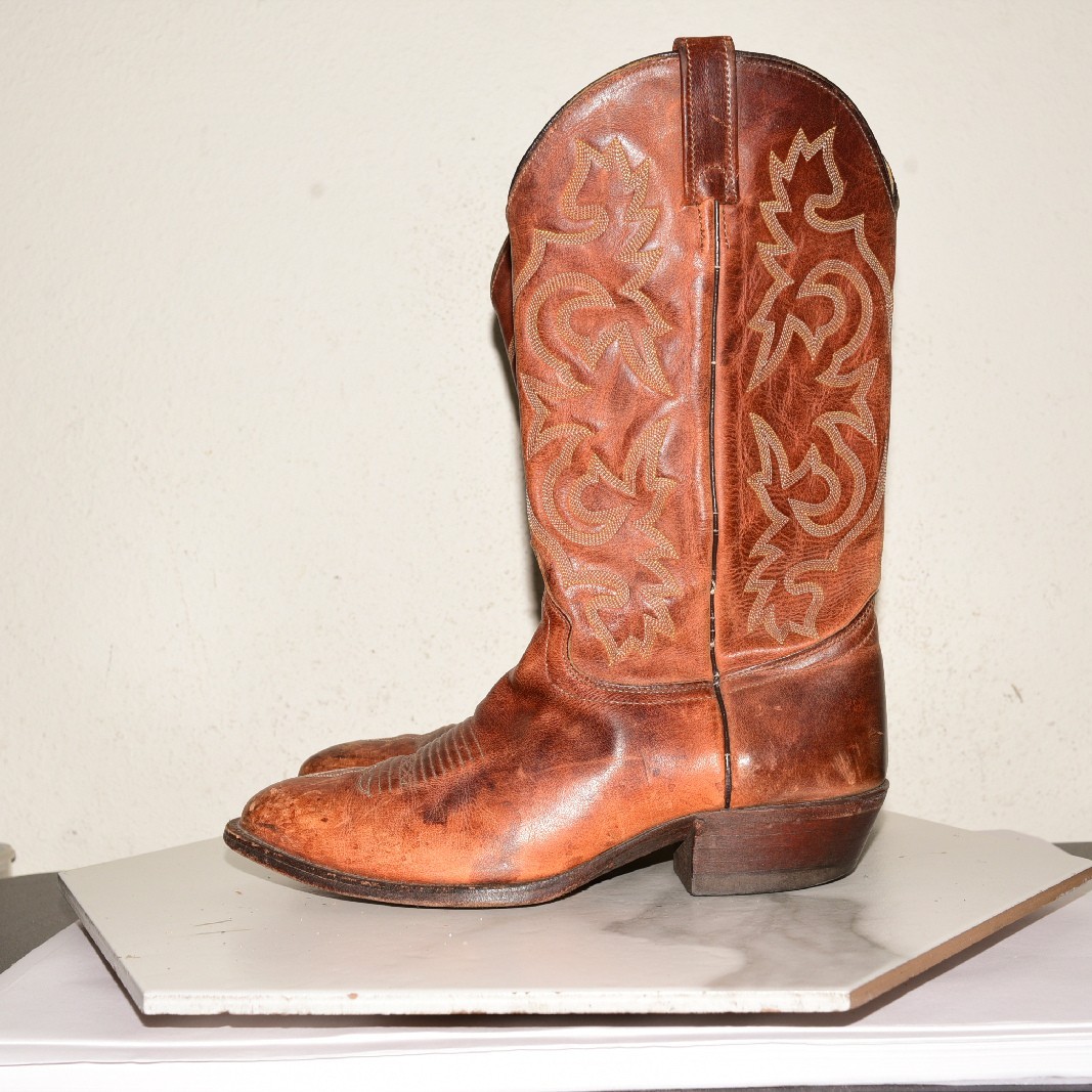 J Chisholm Leather Boot Western Brown Men US 10.5 D