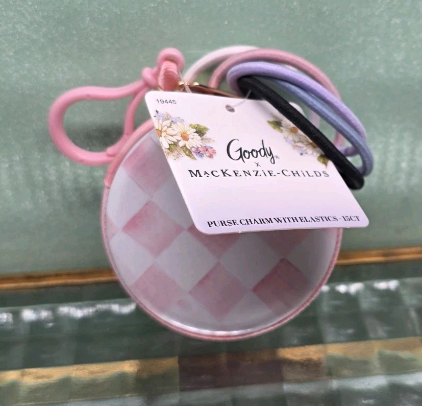 Goody x MacKenzie-Childs Purse Charm Elastics 15ct Pink Courtly Check IN HAND