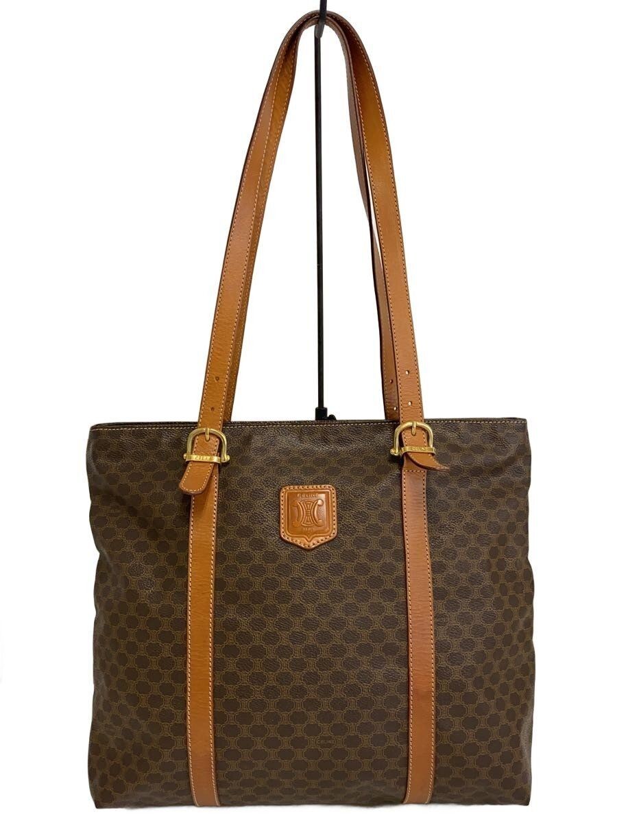 CELINE Tote Bag Old Macadam PVC BRW Total Pattern MC96 Used