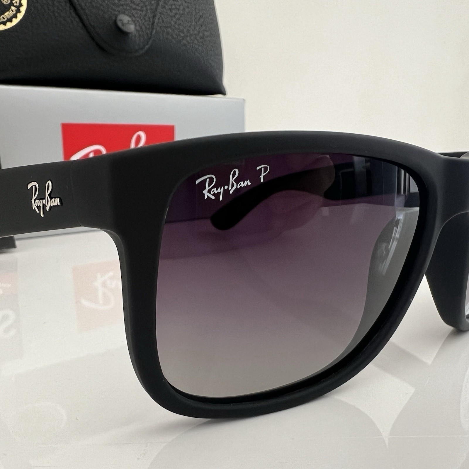 RB4165 Polarized Sunglasses Ray-Ban Justin Black Frame Gray Gradient Lens 54mm