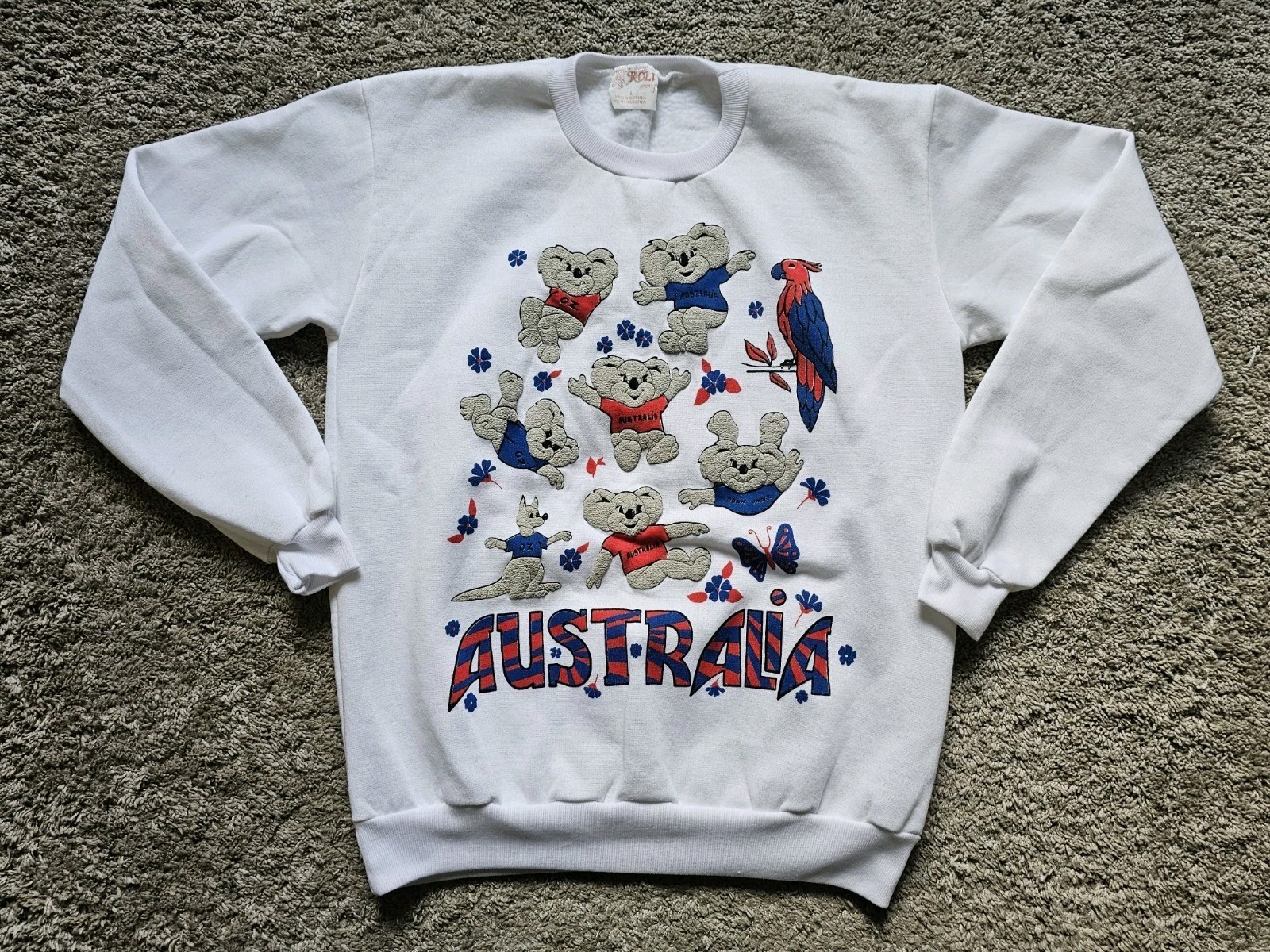 Vintage Koli Sport Australia Koala White Sweater Women’s Size Large