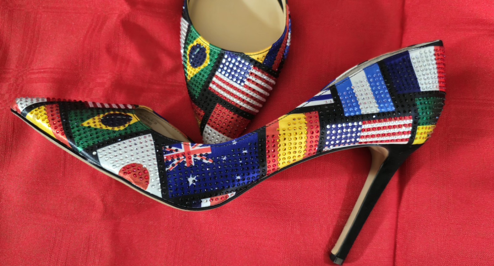 International Flag Inspired World Cup Rhinestone Pumps INC Women’s Size 10