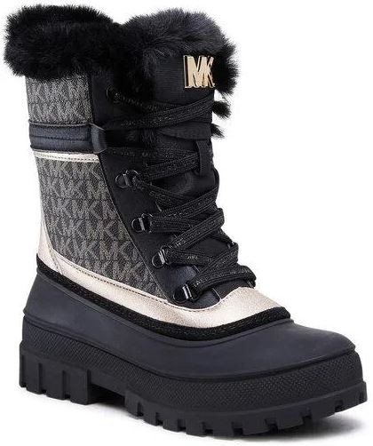 Michael Kors Black Ozzie Metallic Logo Fur Trim Boots Size 11M – NEW IN BOX