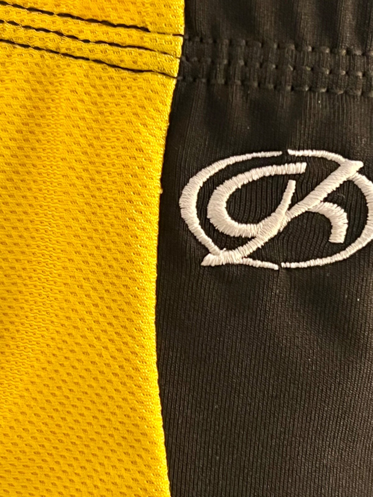 GK CHEER ADULT LARGE MICRO MINI BLACK NYLON/SPAN YELLOW MESH GYM DANCE SHORTS AL
