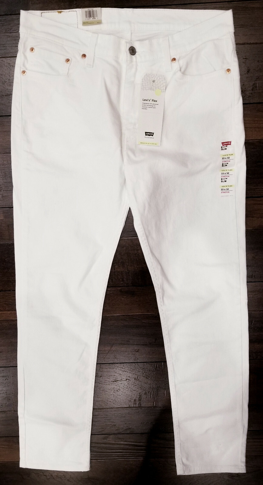 Men’s Levis Flex 511 Slim Stretch Jeans White-30, 31, 32, 33, 34, 36, 38– #1943
