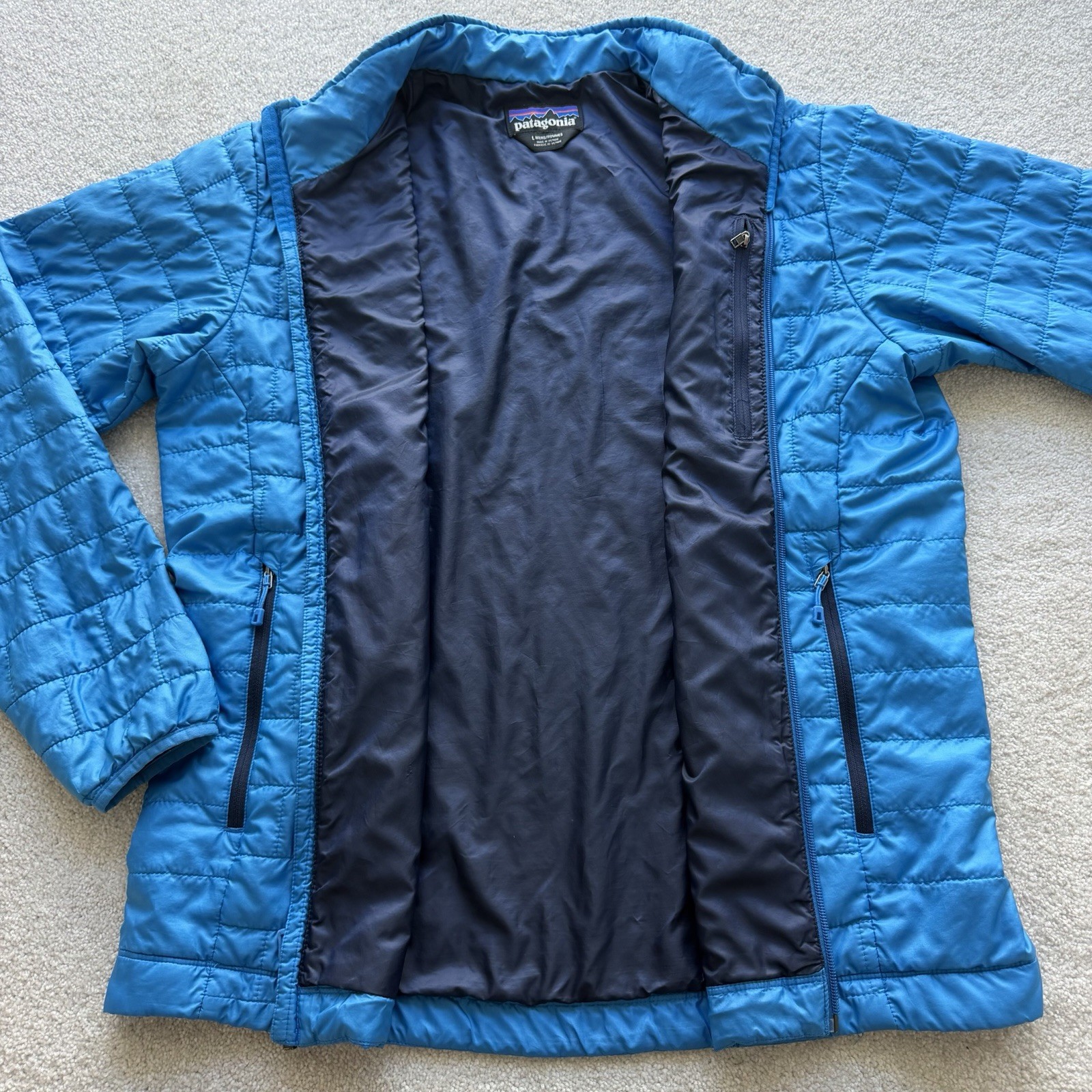 Patagonia Nano Puff Jacket Men’s Quilted Large Blue Full Zip Outdoor 84211