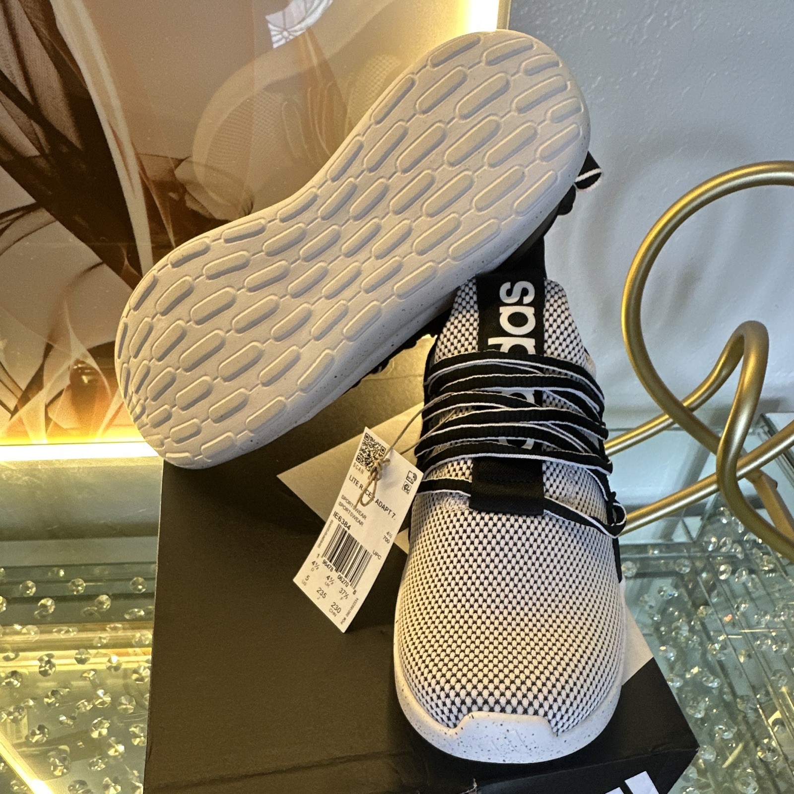 adidas Lite Racer Adapt 7.0 K Unisex Kids Slip-On Sneakers Black/White US 5