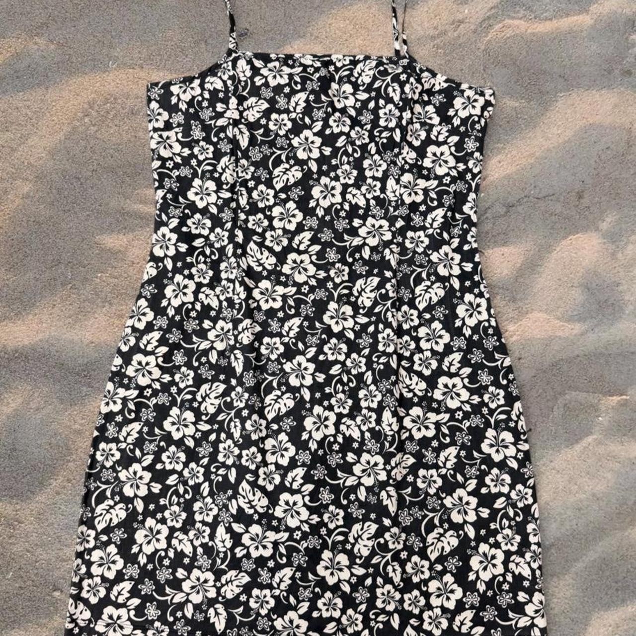 Y2K No Boundaries Stretch Navy White Hawaiian Floral Tank Top Dress Juniors XL