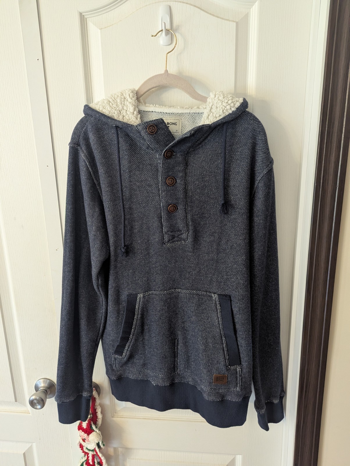 Billabong Sharpa Lined Hood Pullover Sweatshirt Hudson Medium