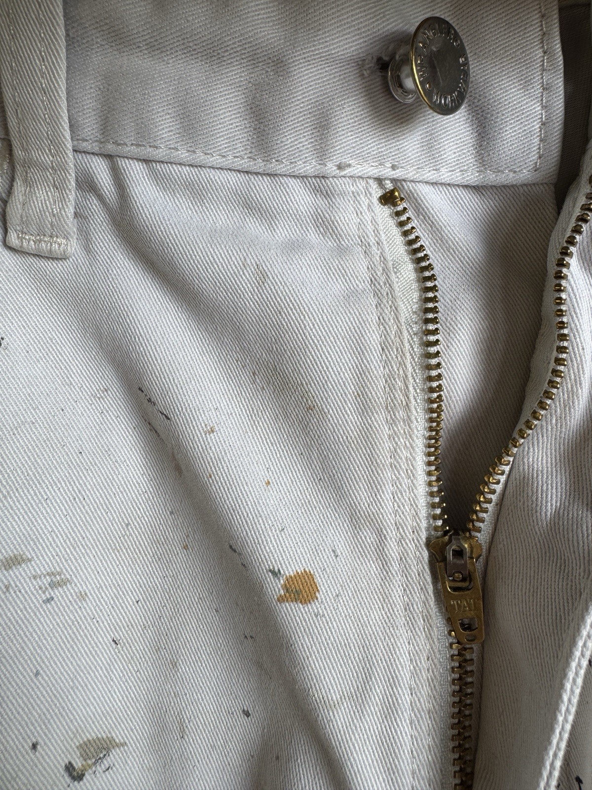 Wrangler Carpenter Distressed Paint Splatter Thrashed Painters Pants 36 x 32