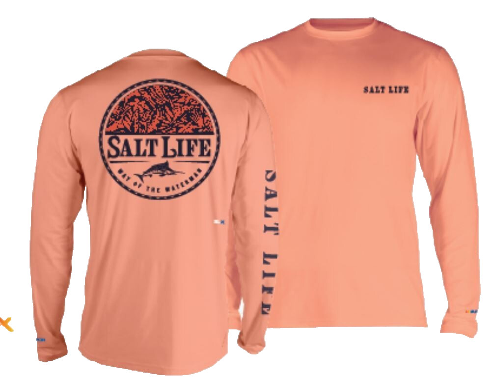 Salt Life SLX TROPX Nanotex Mahi Orange Adult Size L UV 30 Live Salty NWT New