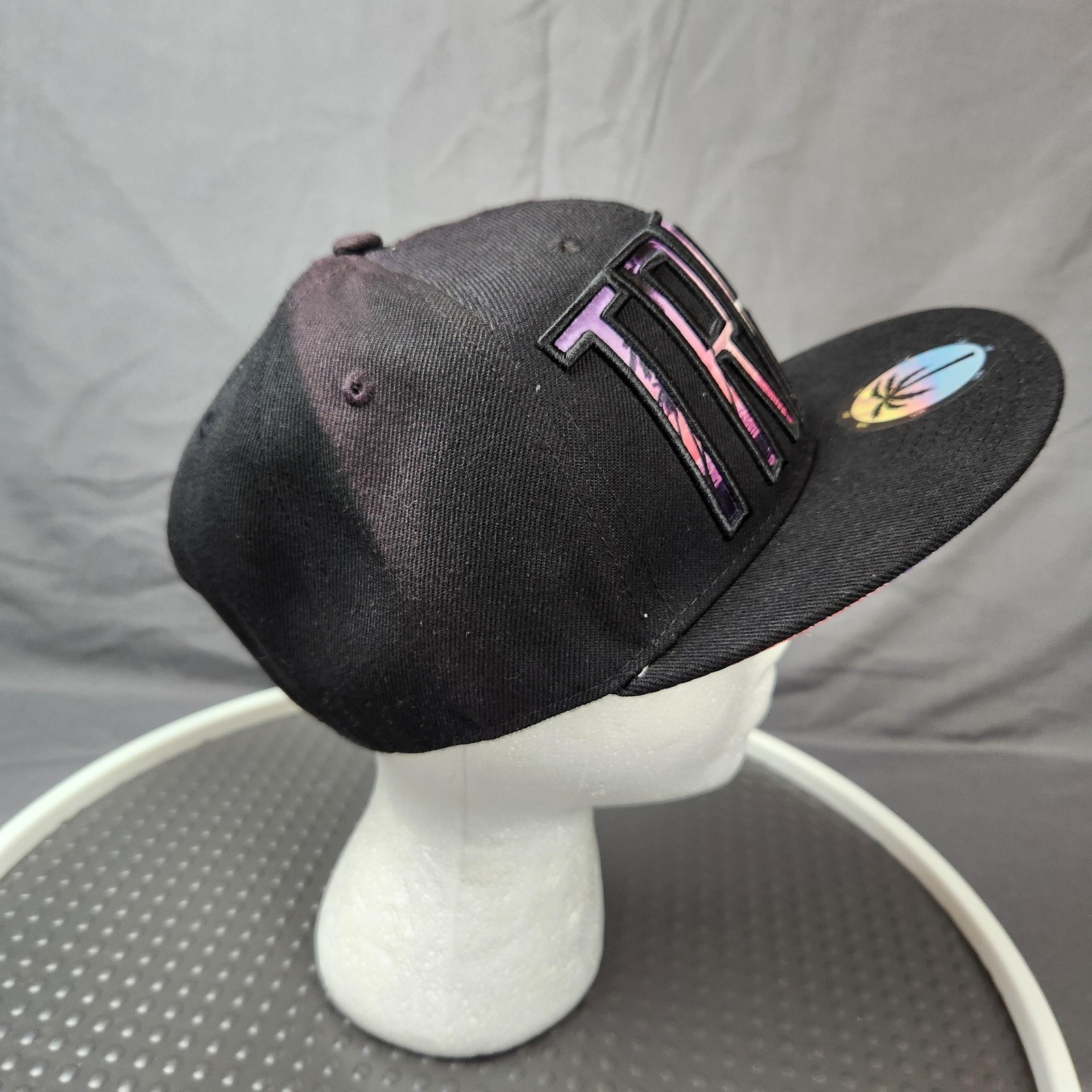 BLVD Trees Hat Cap Snap Back Black Pink Purple Sunset Palm Tree Graphic Mens