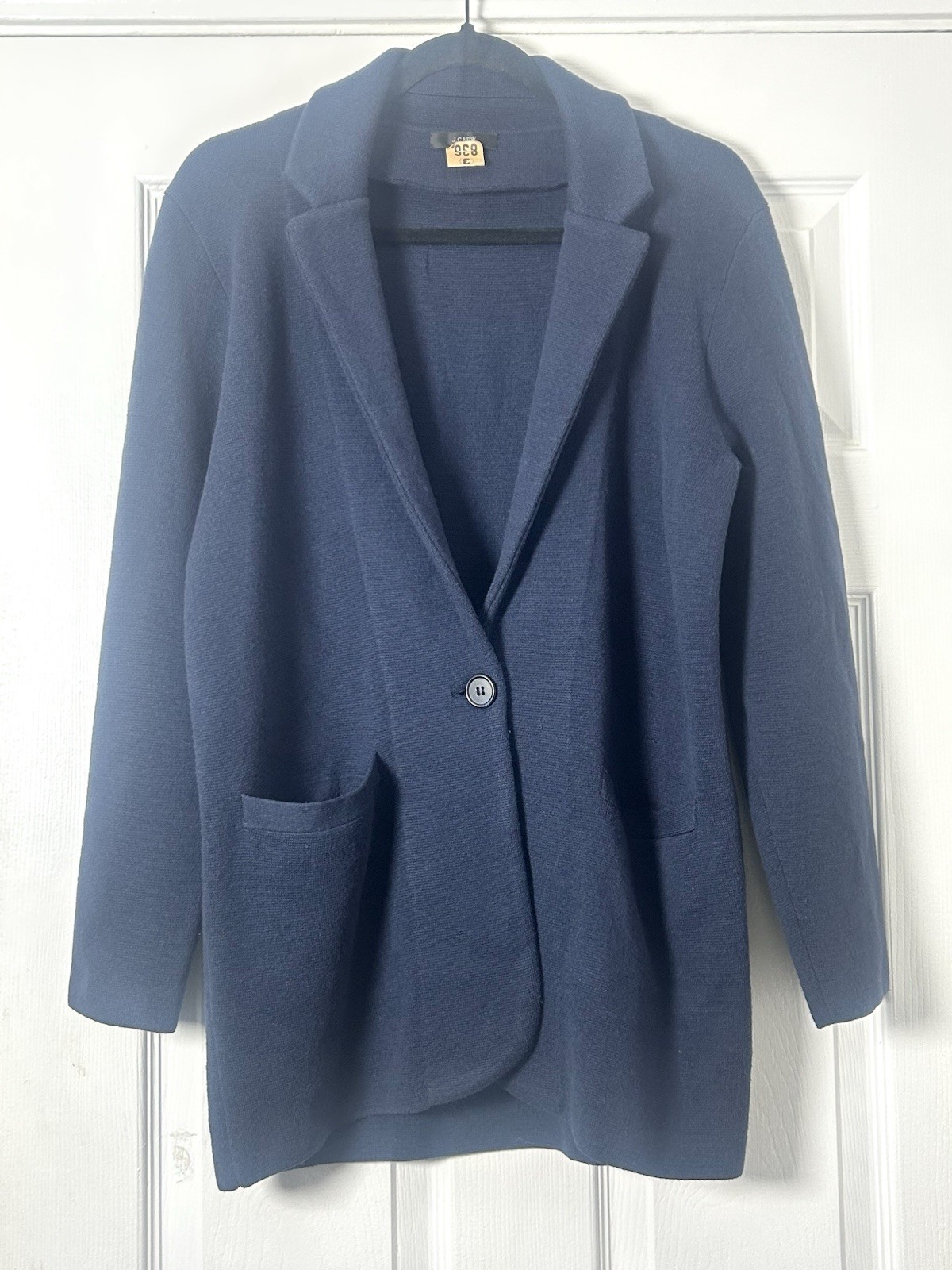 J.Crew Navy Sophie Sweater Blazer Small Knit Jacket Preppy Career Office Layer