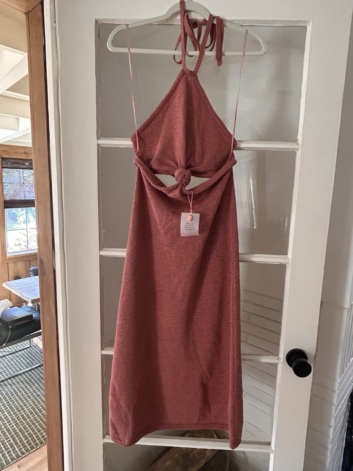 Cult Gaia Knit Halter Cut-Out Knot Tie Bodycon Maxi Dress L