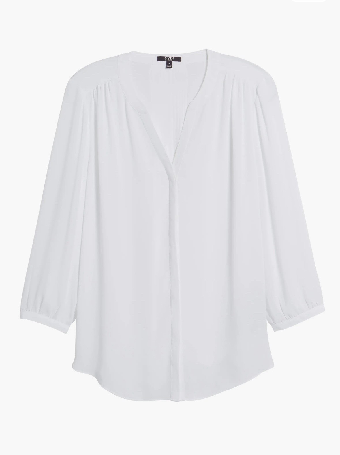 NYDJ Pintuck Blouse Optic White NWT $89 Size Small