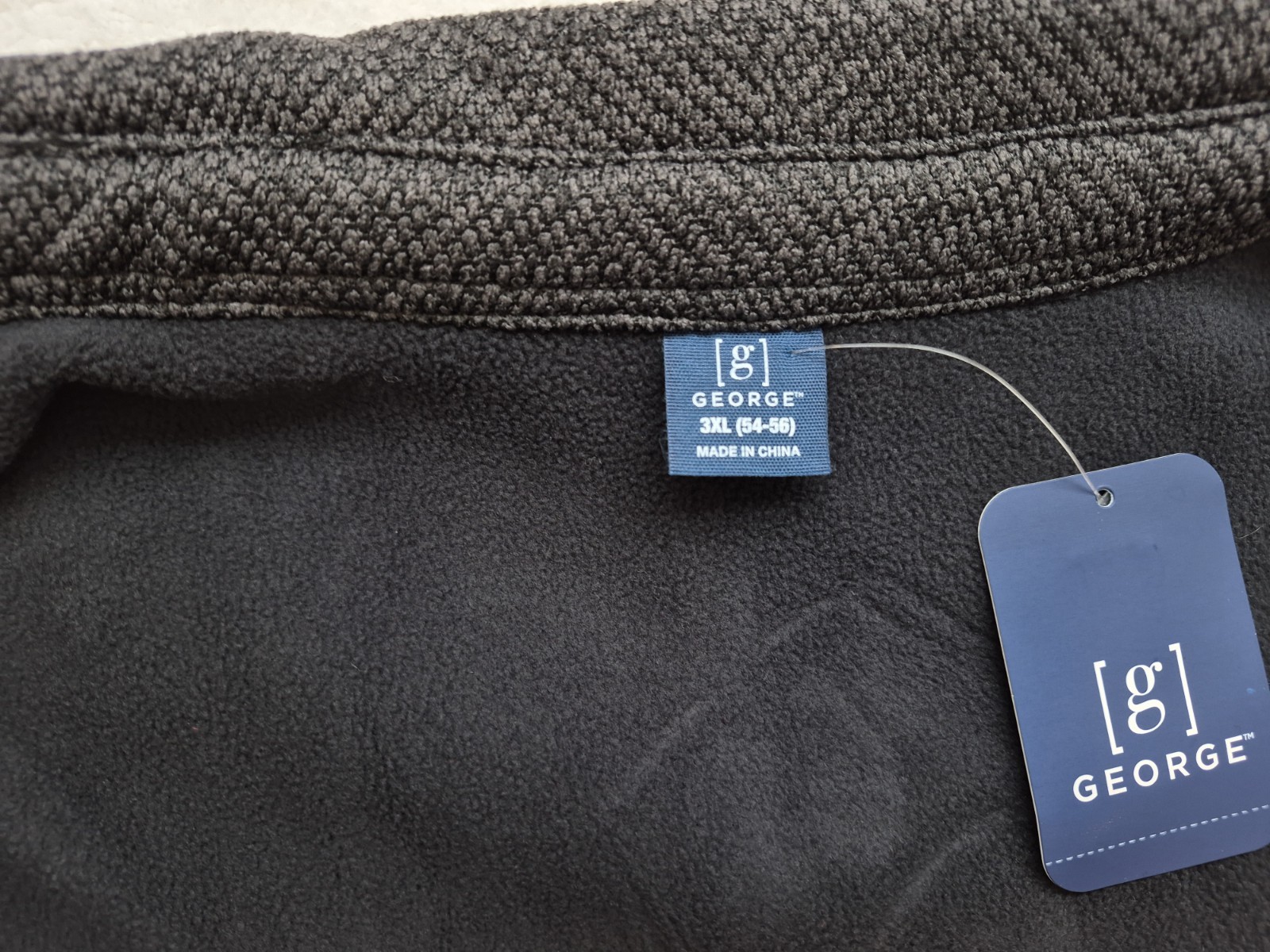 George Men’s Knit Fleece Shirt Jacket Black Soot Heather Size 3XL New