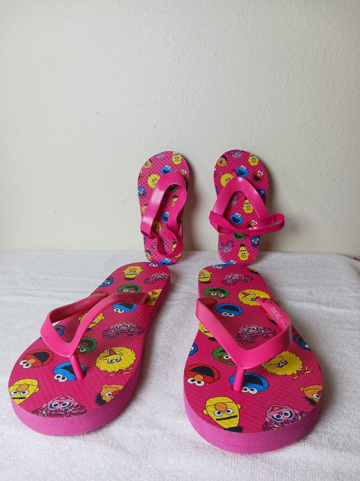 Sesame Street Unisex Kids Pink/Multicolor Thong Flip Flops Character Print