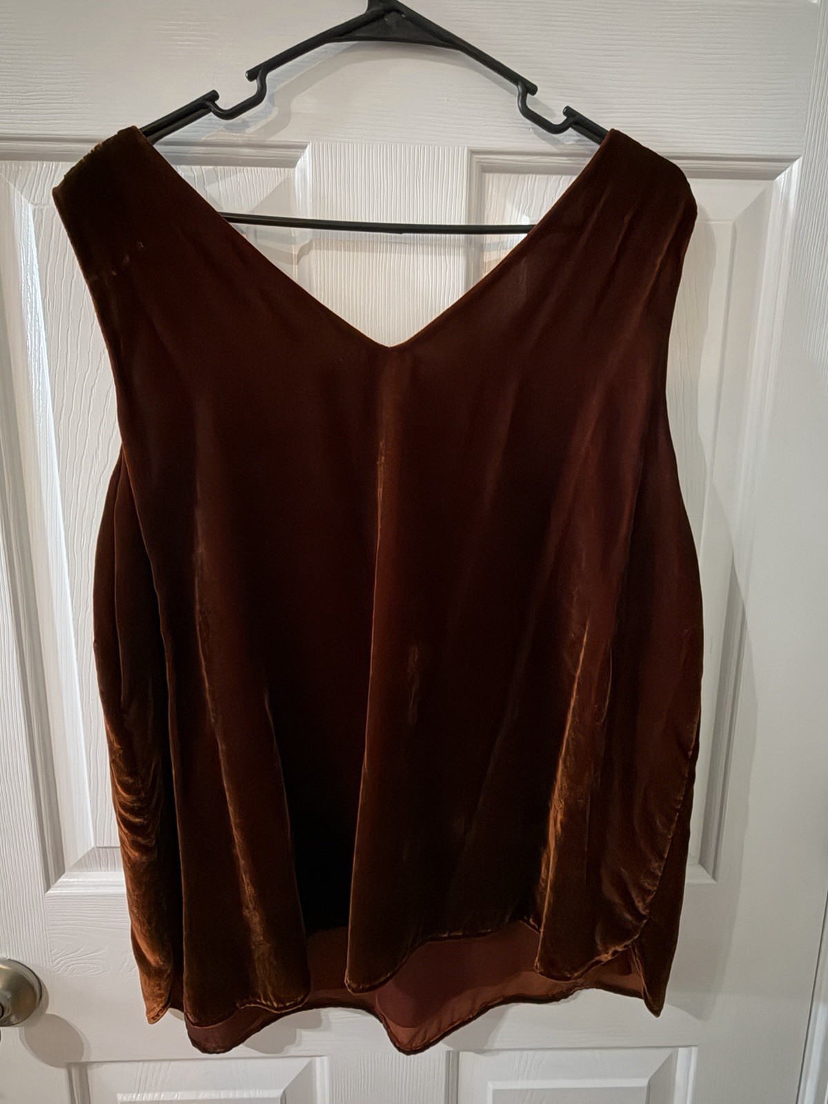 LOFT Womens Plus 14 Brown Velvet Solid V-Neck Sleeveless Pleated Tank Top