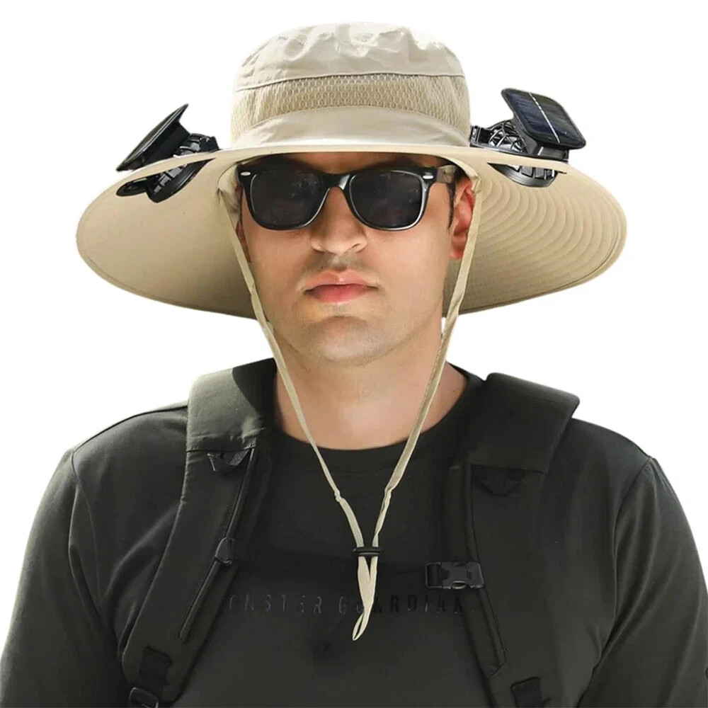 Solar & USB Powered Fan Hat Outdoor Fishing Hat Sunscreen Sun Hat With Dual Fan