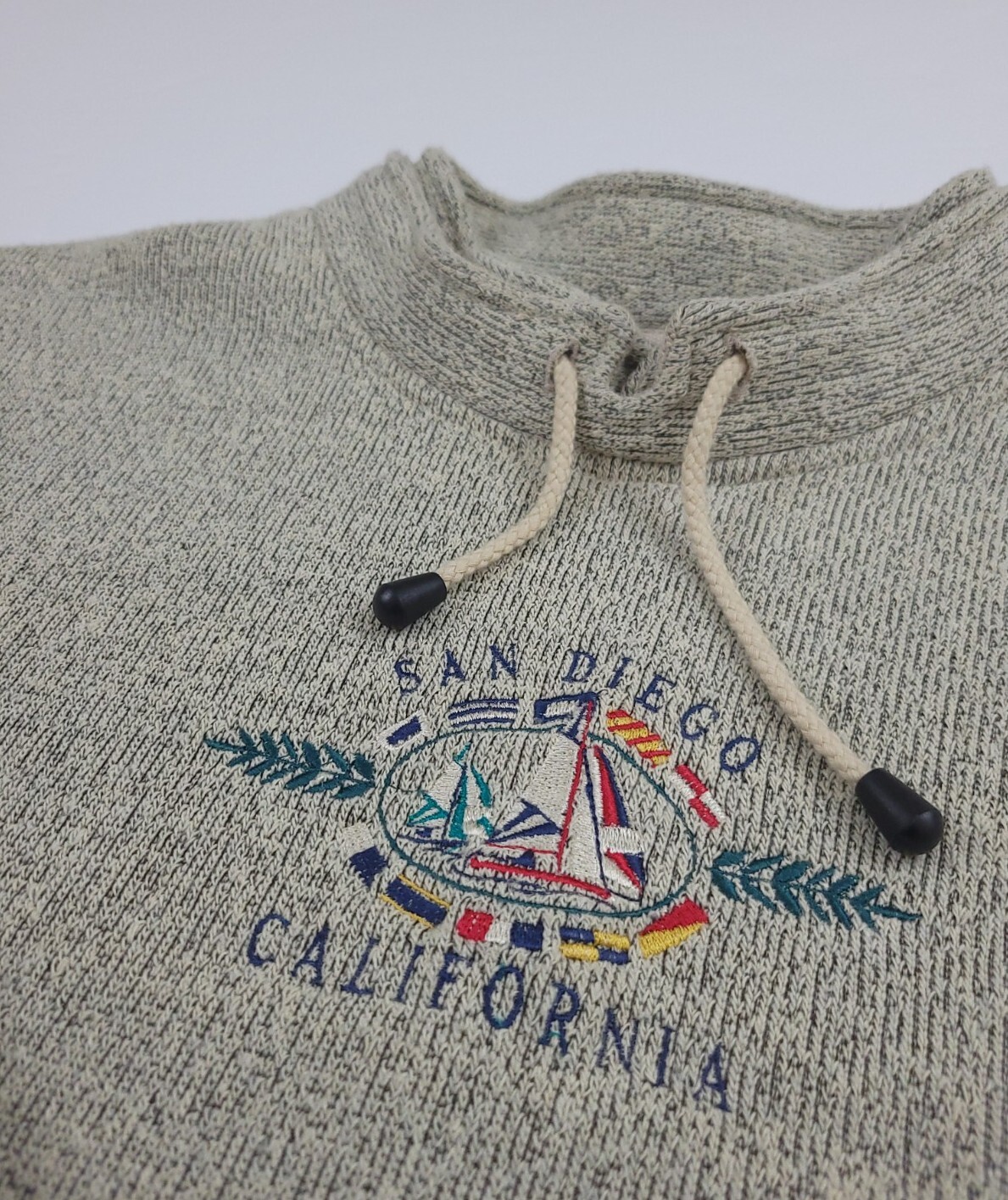 Vintage 90s San Diego California Sailboat Tie Neck Sweatshirt Vtg USA Paradise