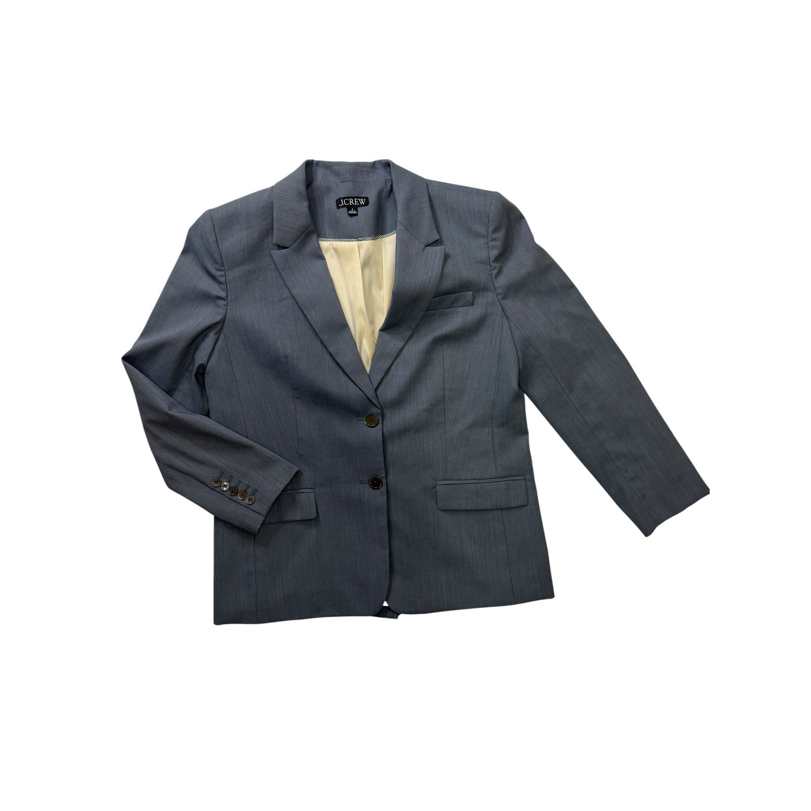 JCrew Mario Bellucci Italian Wool Blend Blazer Jacket Blue Grey Womens Size 8