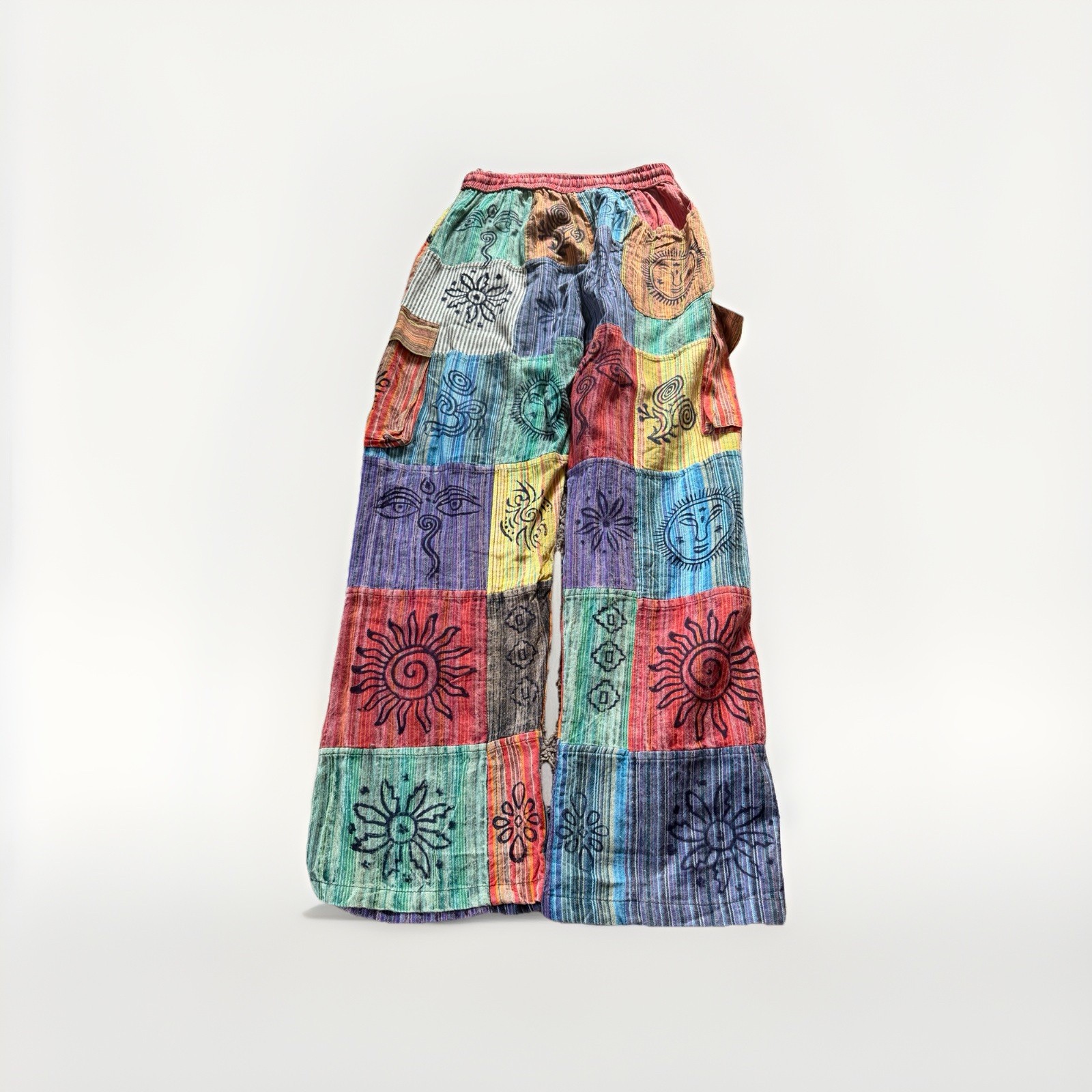 Rising International Patchwork Cargo Pants Women’s S Boho Nepal Hippy Vtg 90s