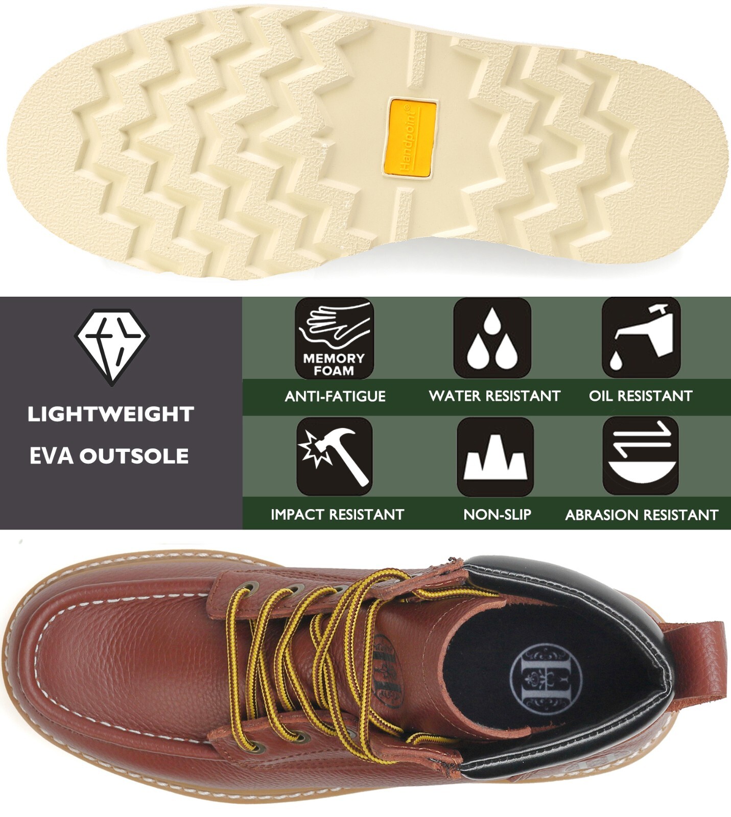 Men’s 6″ Soft Toe Water Resistant for Construction Durable Rubber EVA Outsole