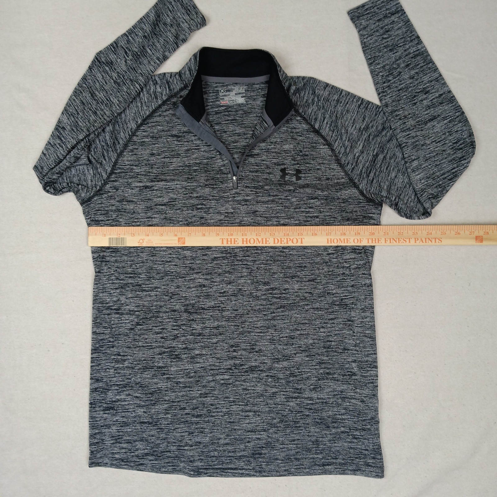 Under Armour Mens Medium HeatGear 1/4 Zip Pullover Grey Space Dye 1242220