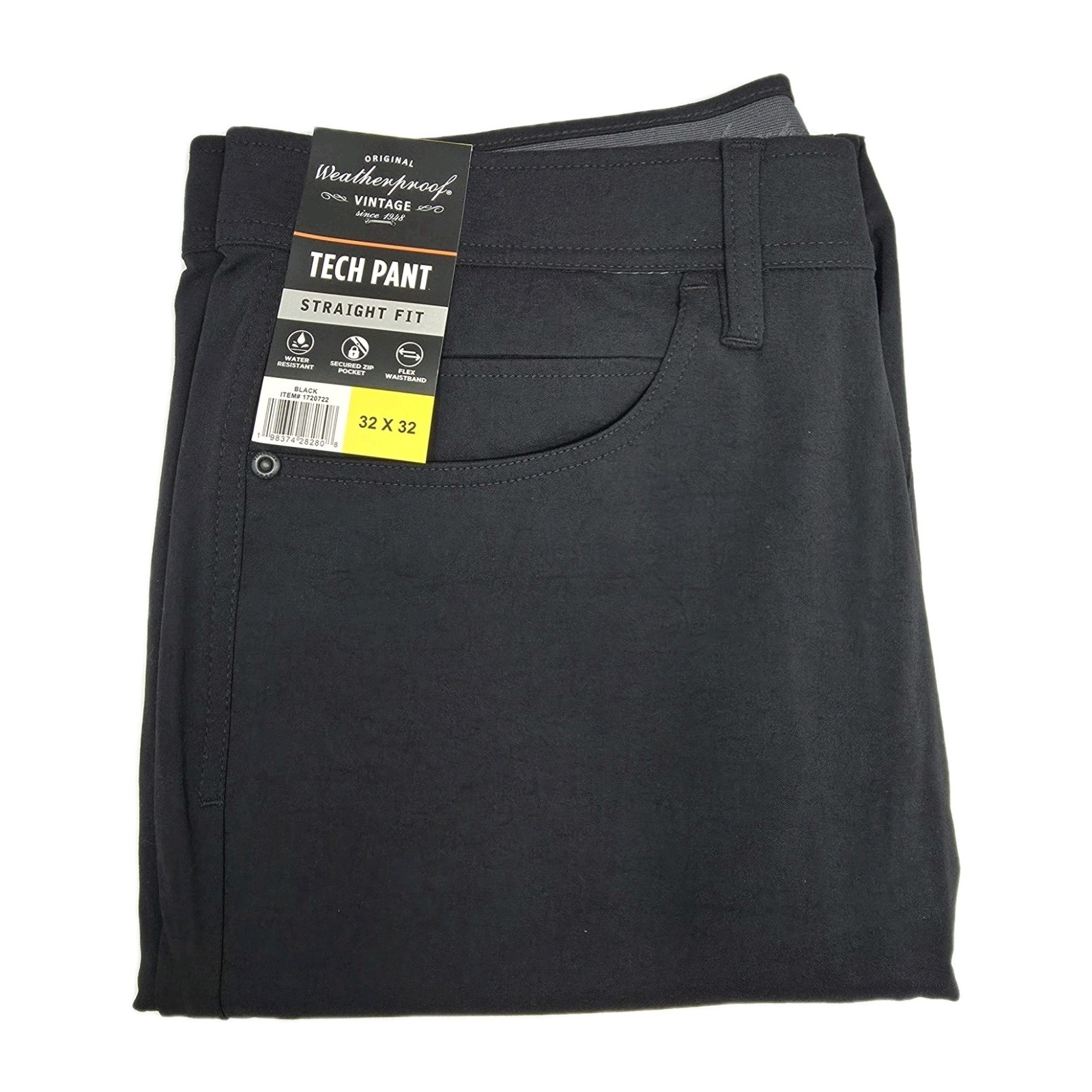 Weatherproof Men’s 32×32 Straight Stretch Tech Pant Flex Waistband Zip Pocket