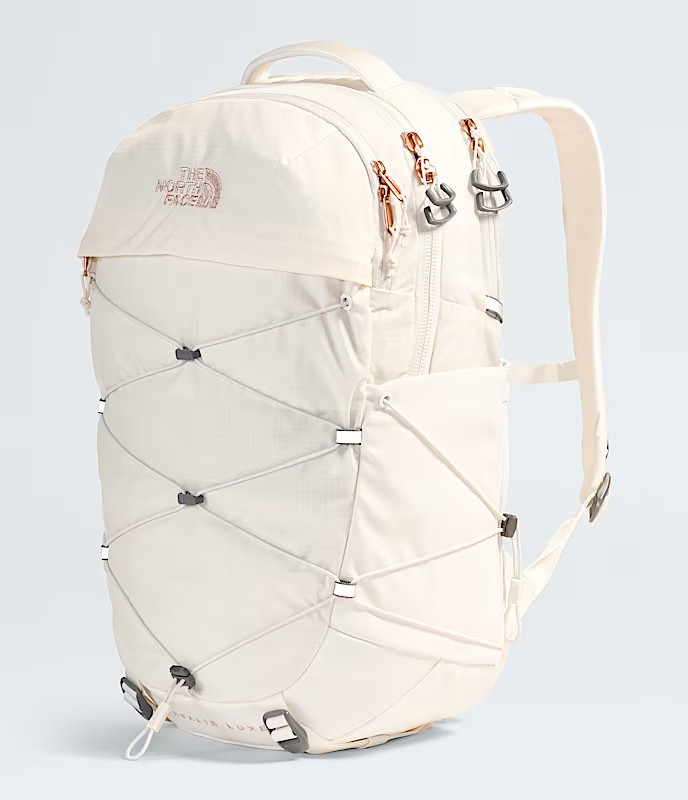 The Northface Women’s Borealis Luxe Backpack – Gardenia White/Burnt Coral Metal