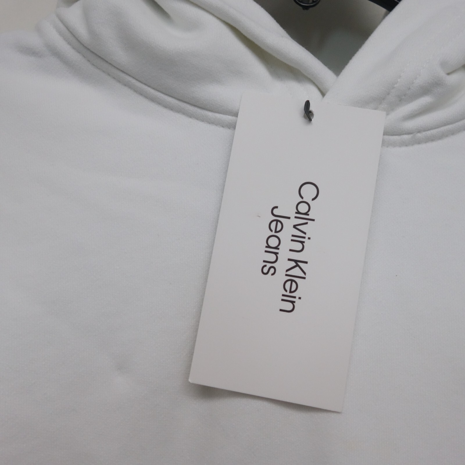 Calvin Klein Jeans Mens White Sportswear Pullover Streetwear Hoodie Sweatshirt M