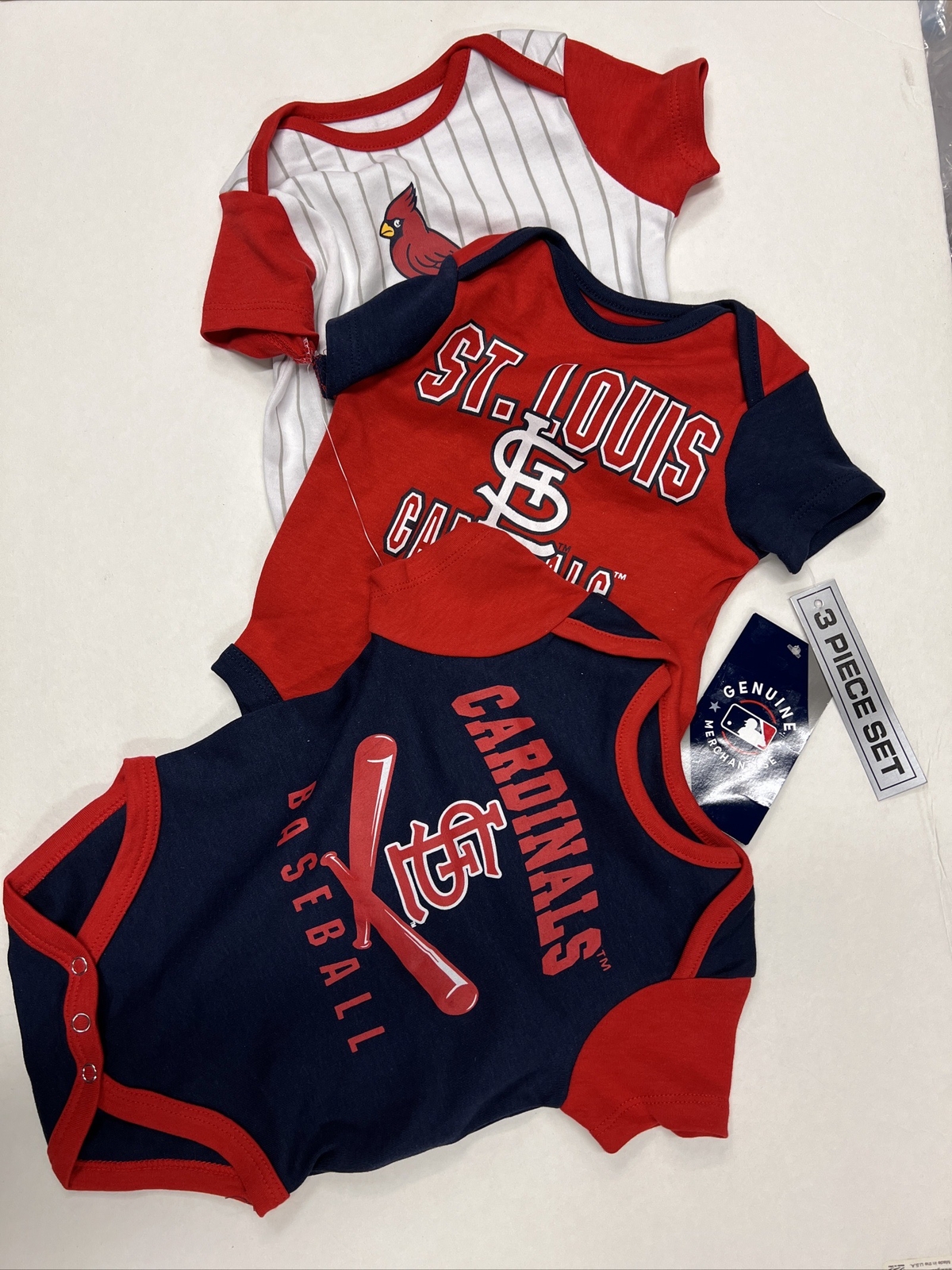 3 Pack St. Louis Cardinals baseball 3 Designs One Piece bodysuits Baby Clothing