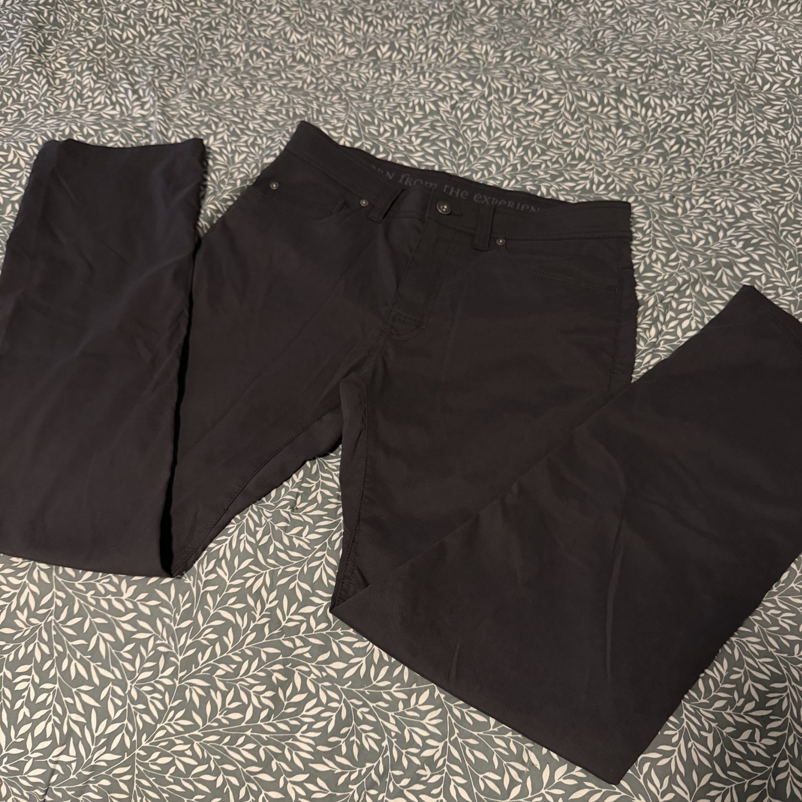 PRANA Brion Pants Mens 32 X 32 Gray Slim Nylon Stretch Performance Hiking Travel