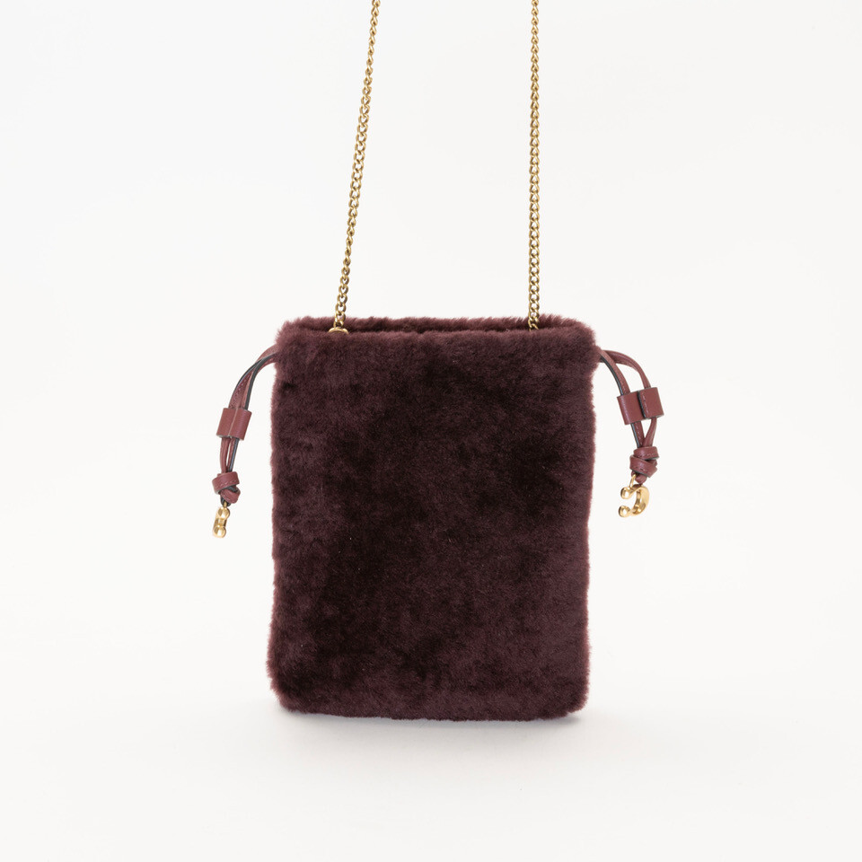 COACH Shearling Drawstring Pouch Sangria (Pre-owned/as pictured)