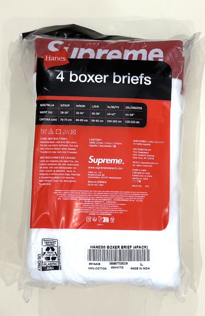 Supreme x Hanes Boxer Briefs (4 pack) White L Large
